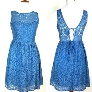 Flying Tomato Midi Dress Lace Fit Flare Keyhole